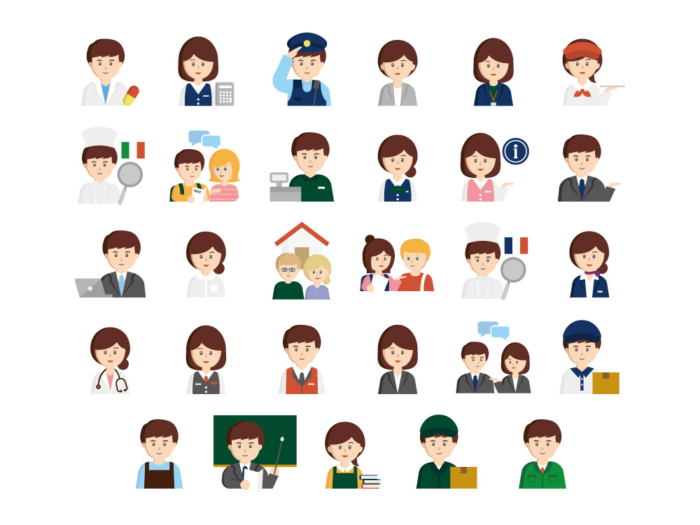 シンプルで直感的に伝わる学習メニュー用アイコンのバリエーション