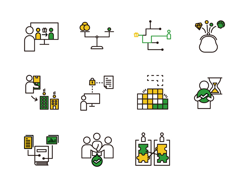 ブロックチェーンの技術概念を可視化したテクノロジーピクトグラム一覧