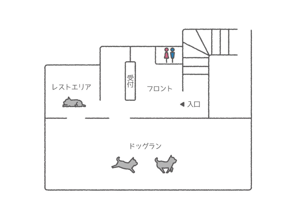 施設内のレイアウトを直感的に把握できる、親しみやすいデザインのフロアマップ