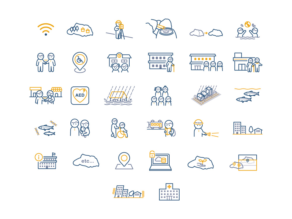 埼玉の名産品や地図の要素をシンボル化したオリジナルアイコンセット