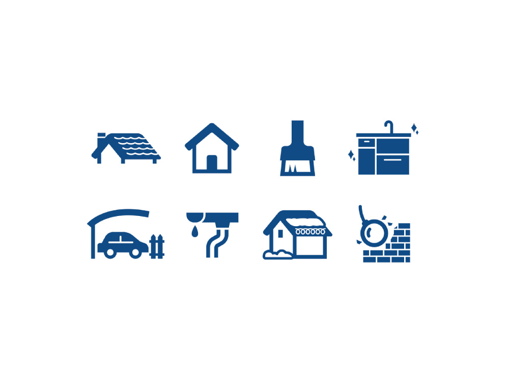 葬祭サービスや施設のこだわりを分かりやすく表現したシンプルなラインアイコン一覧